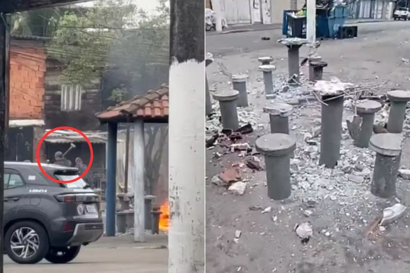 PM analisa ação de policiais filmados quebrando mesas e ateando fogo em praça em Santos
